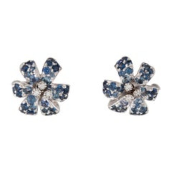 Gucci Flora Orchid Gold Diamond Sapphire Stud Earr - Picture 6 of 8